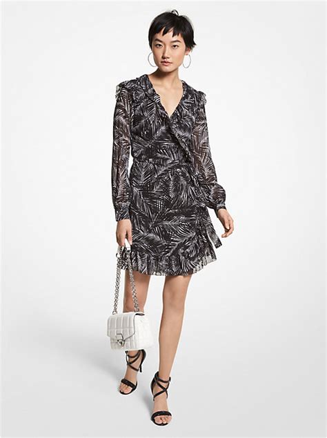 Palm Georgette Wrap Dress 